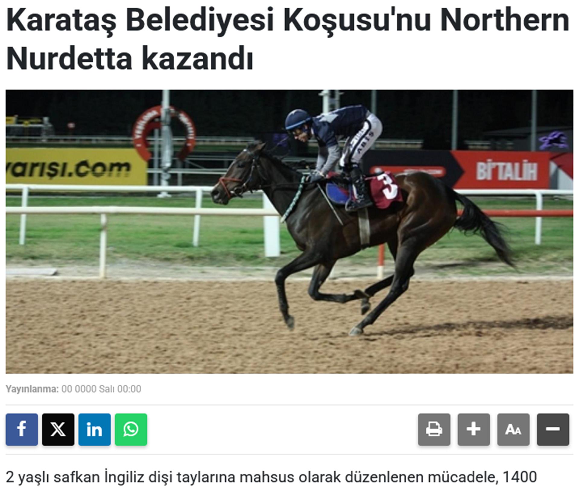 Karataş Belediyesi Koşusu'nu Northern Nurdetta kazandı