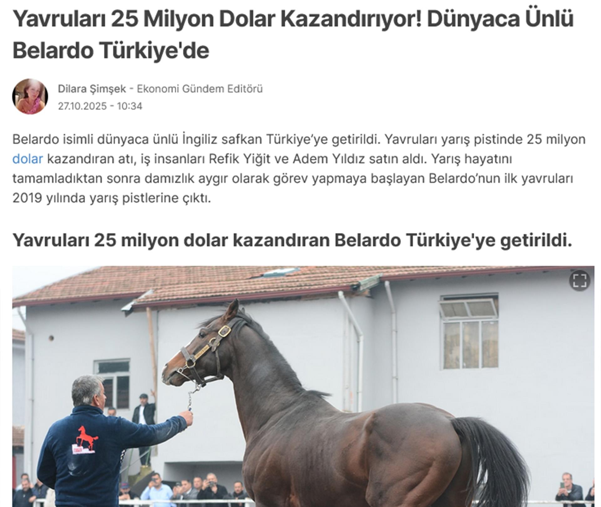 Yavruları 25 Milyon Dolar Kazandırıyor! Dünyaca Ünlü Belardo Türkiye'de